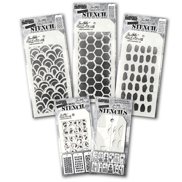 Stampers Anonymous Tim Holtz Layering Stencil - Brush Hex THS166