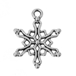 Antique Silver Snowflake Charms  -  Set of 6