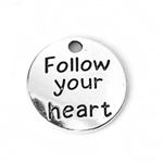 Antique Silver "Follow Your Heart" Charms - Set of 4