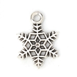 Antique Silver Snowflake Charms - Set of 6