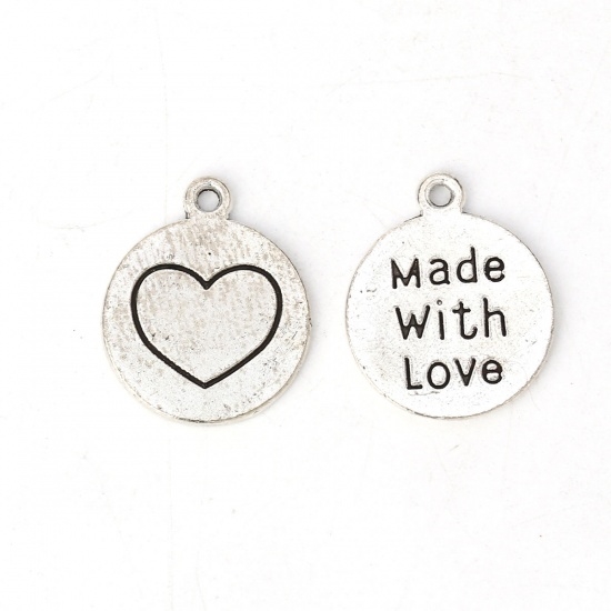 Silvertone "Made with Love" Charms - Set of 5