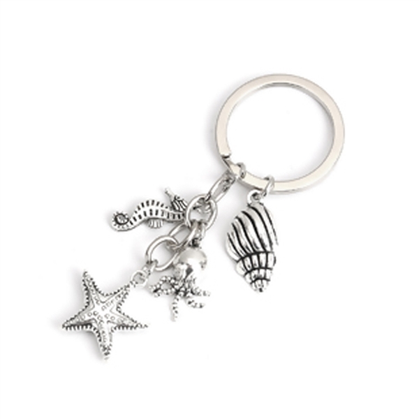 Ocean Jewelry Keychain with Keyring - Starfish, Seashell, Octopus, Seahorse