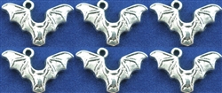Silvertone Bat Charms - Set of 6
