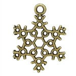 Antiqued Bronze Snowflakes Charms - Set of 5