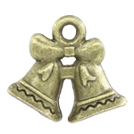 Antiqued Bronze Bell Bowknot Charms - Set of 5