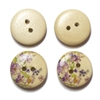 Floral Decorated Wooden Buttons - 5/8" Set of 6