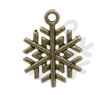 Antiqued Bronze Snowflake Charms - Set of 5