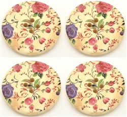 Painted Floral Wooden Buttons - 1.18" SET OF 4