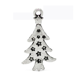 Silver Tone Christmas Tree Charms - Set of 5