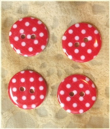 Red Patterned Resin Buttons - 18mm Set of 4