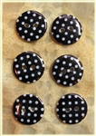 Black Patterned Resin Buttons - 15mm Set of 6