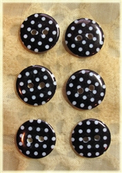 Black Patterned Resin Buttons - 15mm Set of 6