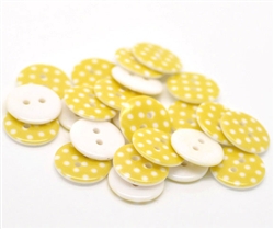 Yellow Dotted Resin Buttons - 18mm Set of 4