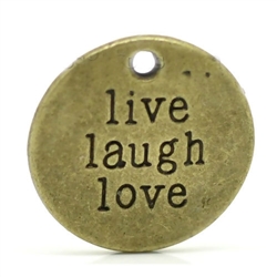 Antique Bronze "live laugh love' Message Charm - Set of 4