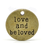 Antique Bronze "love and be loved" Message Charms - set of 4