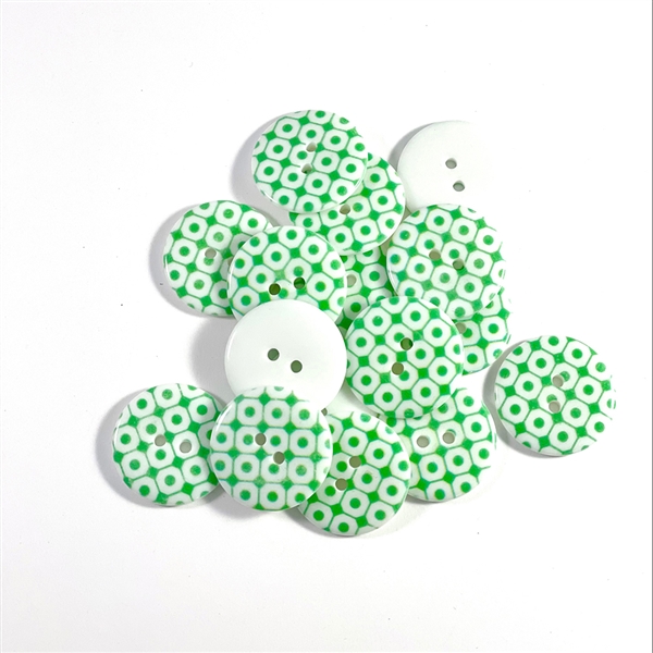 Green Patterned Resin Buttons - 23mm, Set of 4