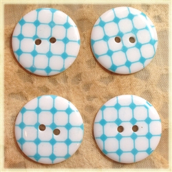 Aqua Patterned Resin Buttons - 23mm Set of 4