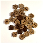 Carved Coconut Shell Buttons - 15mm, Set of 6
