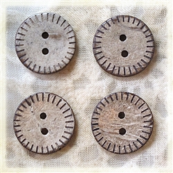 Carved Coconut Shell Buttons - 6/8" Set of 4