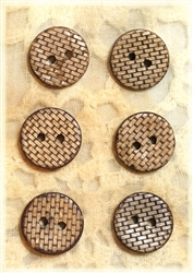 Carved Coconut Shell Buttons - 5/8" - Set of 6