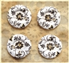 Floral Decorated Wooden Buttons - 1.18" - Set of 4