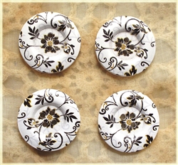Floral Decorated Wooden Buttons - 1.18" - Set of 4