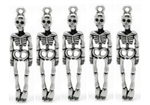 Silvertone Skeleton Charms - Set of 5