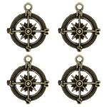 Antique Bronze Compass- set of 4