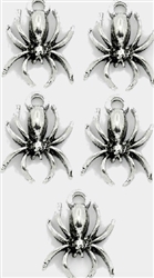 Silvertone Spider Charms - Set of 5