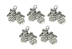 Silver Tone Mitten Charms - Set of 5