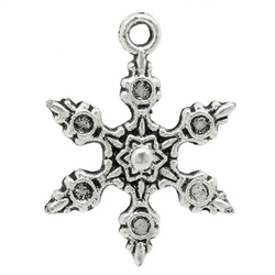 Antique Silver Snowflake Charms - Set of 6