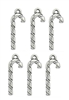 Antiqued Silver Tone Candy Cane Charms - Set of 6