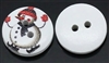 White Wooden Snowman Buttons - Set of 4 15mm( 5/8")