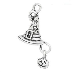 Silvertone Witch's Hat with Jack O'Lantern Dangle - Set of 6