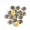 Floral Decorated Wooden Buttons - 15mm, Set of 4