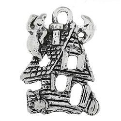 Silver Tone Haunted House Charms - Set of 6