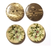 Carved Coconut Shell Buttons - 1 1/8" Set of 4