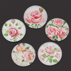 Rose Glass Dome Cabochons - Set of 5