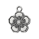 Antique Silver Flower Charms - Set of 5