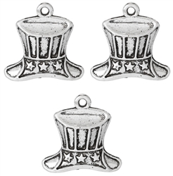 Antique Silver Star Pattern Carved Hat Charm - set of 3
