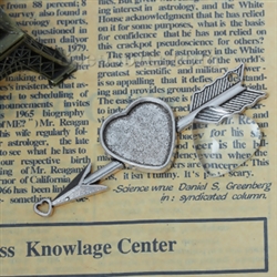 Heart on Arrow Charm With Glass Cabochon - Set of 2