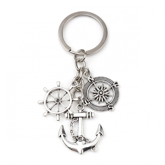 Travel Keychain with Keyring - Anchor, Compass, Wheel