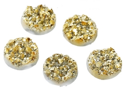 Drusy Resin Dome Seals Cabochon Round Gold 12mm- Set of 5