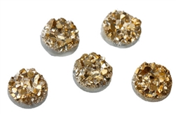 Drusy Resin Dome Seals Cabochon Round Gold 8mm- Set of 5