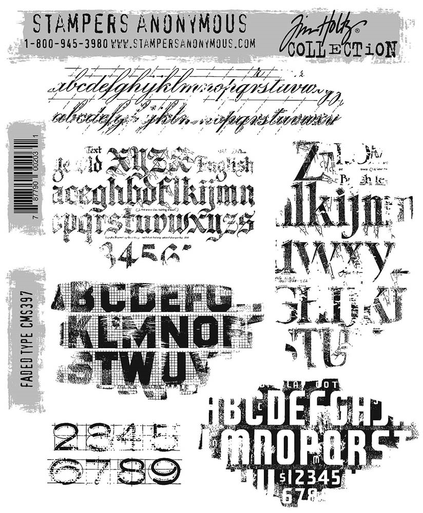 Stampers Anonymous Tim Holtz Stamp Set - Faded Type CMS397