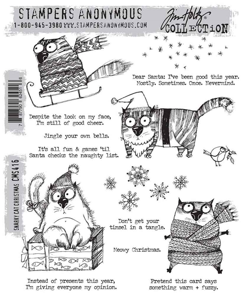 Stampers Anonymous Tim Holtz Stamp Set - Snarky Cat Christmas CMS416