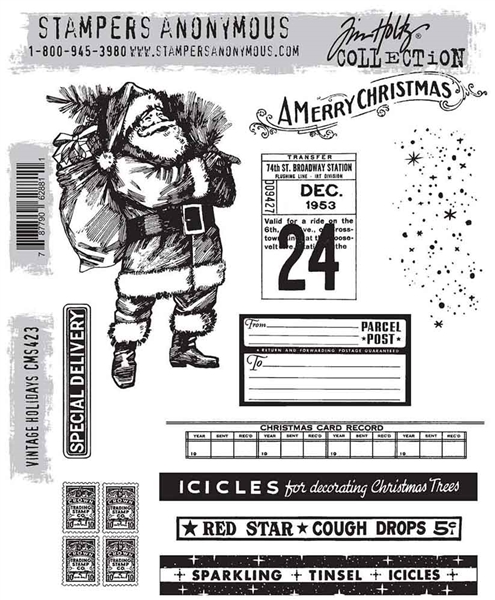 Stampers Anonymous Tim Holtz Stamp Set - Vintage Holidays CMS423