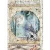 Stamperia - A4 Rice Paper Sheet - Cosmos Wolf and Moon DFSA4388