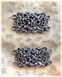 Antiqued Silver Flower Charm - Set of 2