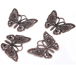 Copper Tone Butterfly - Set of 4